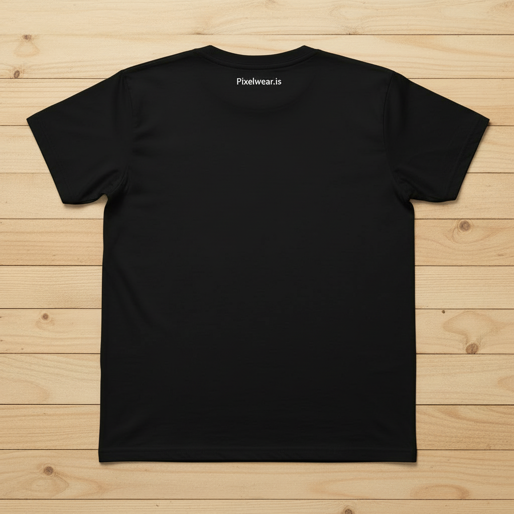 Pixelwear.is hvítir stafir aftan á bol